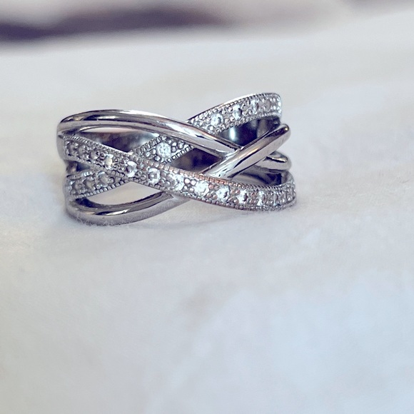 Crisscross CZ Accented Ring - Picture 2 of 4